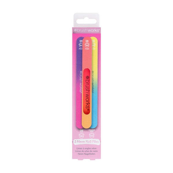 Brushworks Neon Nail Files 3 Pack - (British brand)