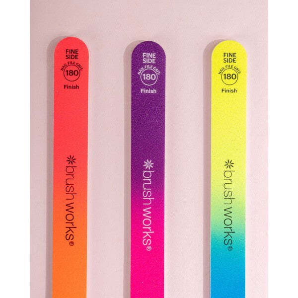 Brushworks Neon Nail Files 3 Pack - (British brand)