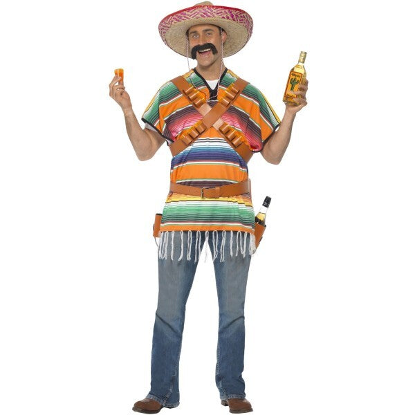 Smiffys Tequila Shooter Guy costume with poncho and belt - British product