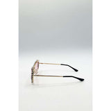 SVNX cat-eye sunglasses pink lenses gold frame, imported from the UK