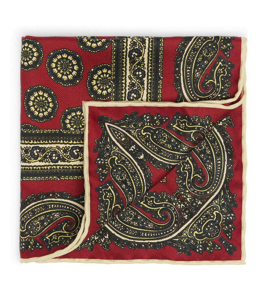 Dunhill mulberry silk printed pocket square 30cm x 30cm, UK version