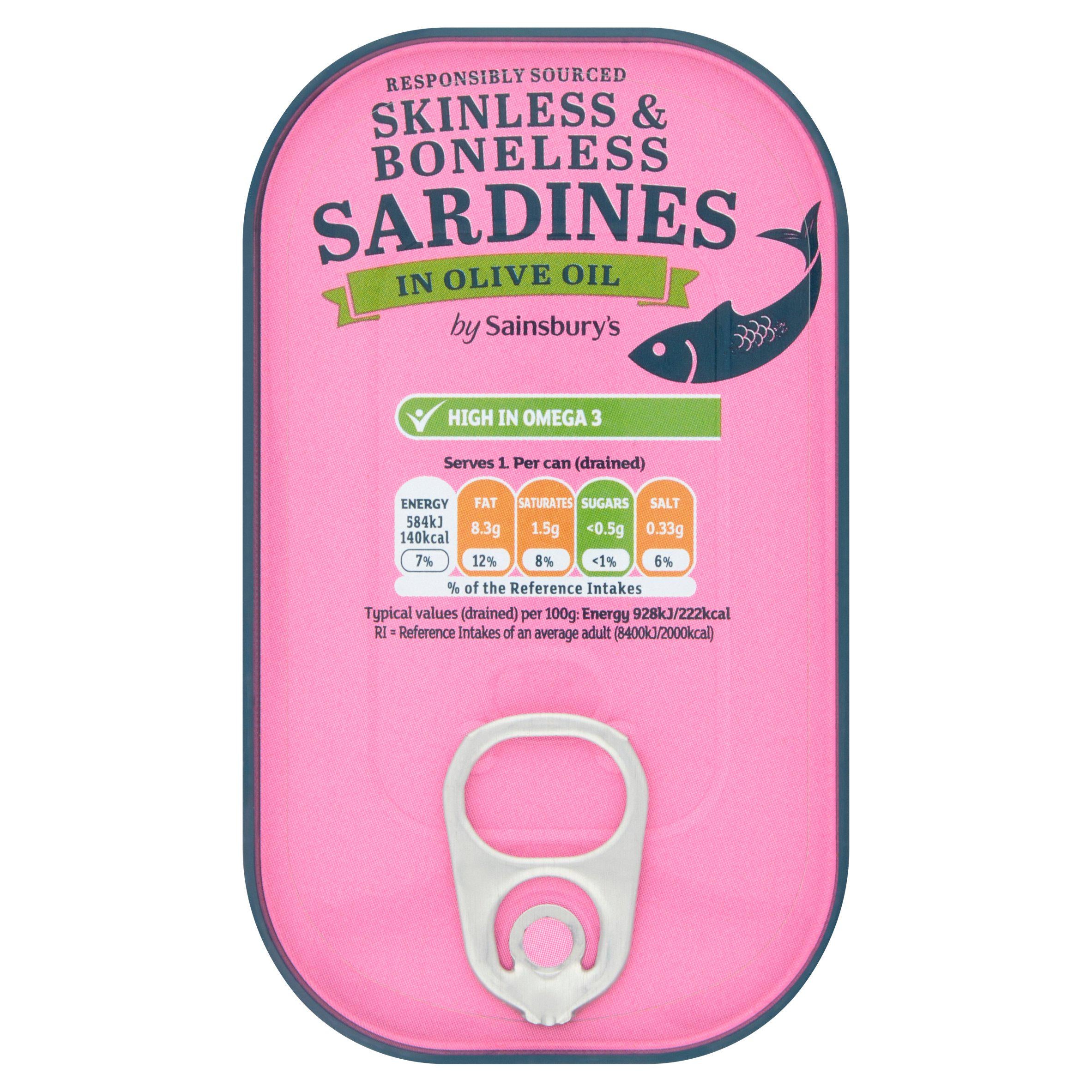 Sainsbury's Sardines Skinless & Boneless in Olive Oil 90g GOODS Sainsburys   