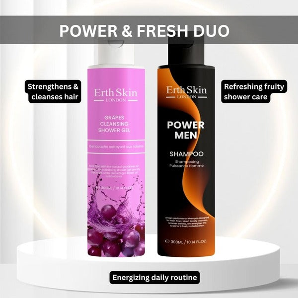 Erth Skin London Power Shampoo and Shower Gel 2x300ml (British brand)