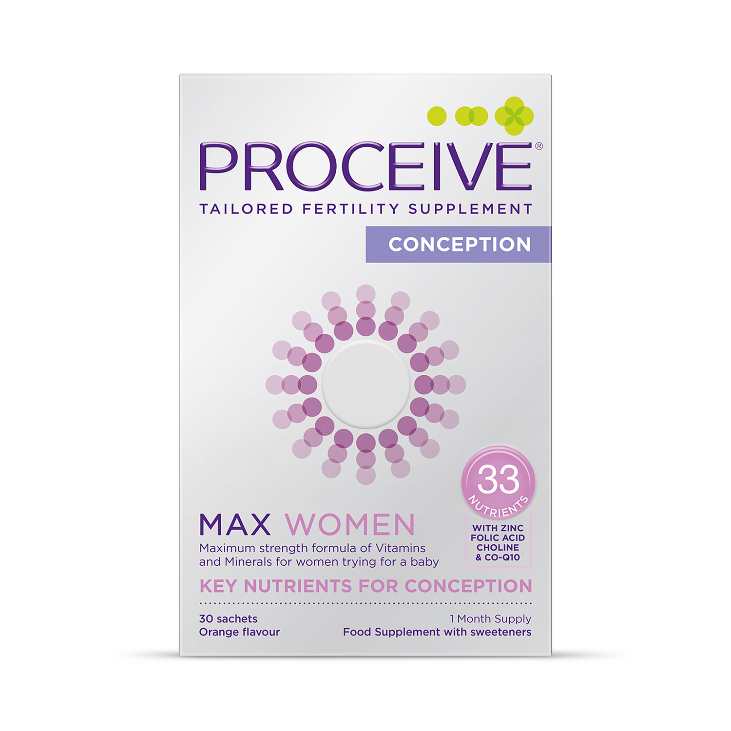 Proceive Max Women Fertility Supplement 30 Sachets, imported from the UK