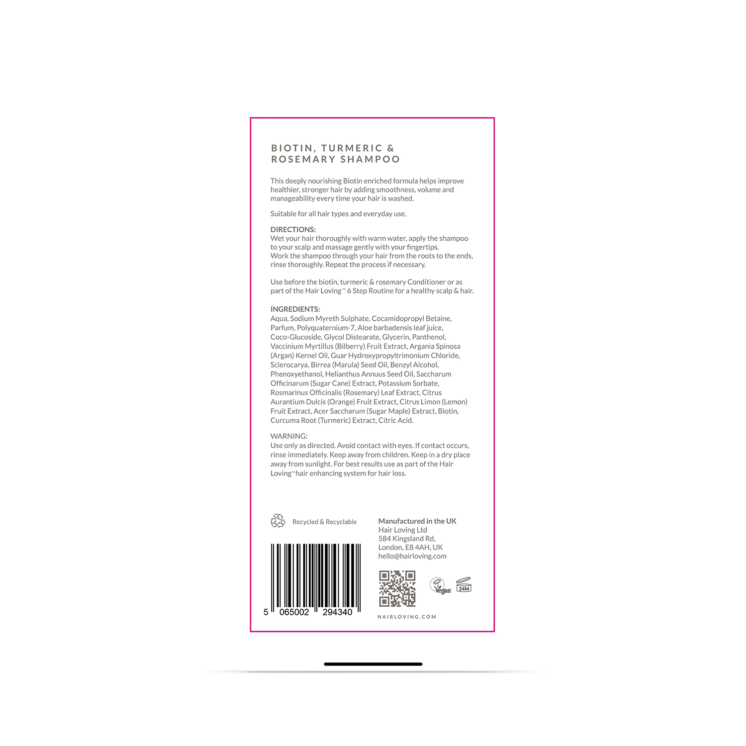 Silk Renewal Biotin and Rosemary shampoo - British product