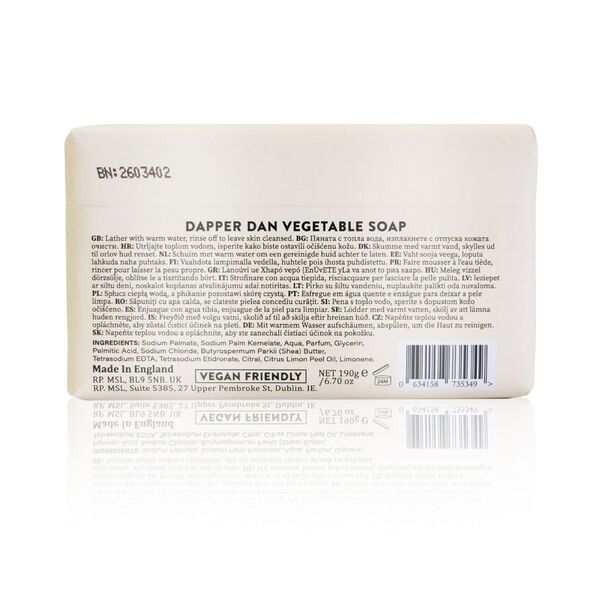 Dapper Dan Lemongrass Moisturising soap bar 190g, imported from the UK