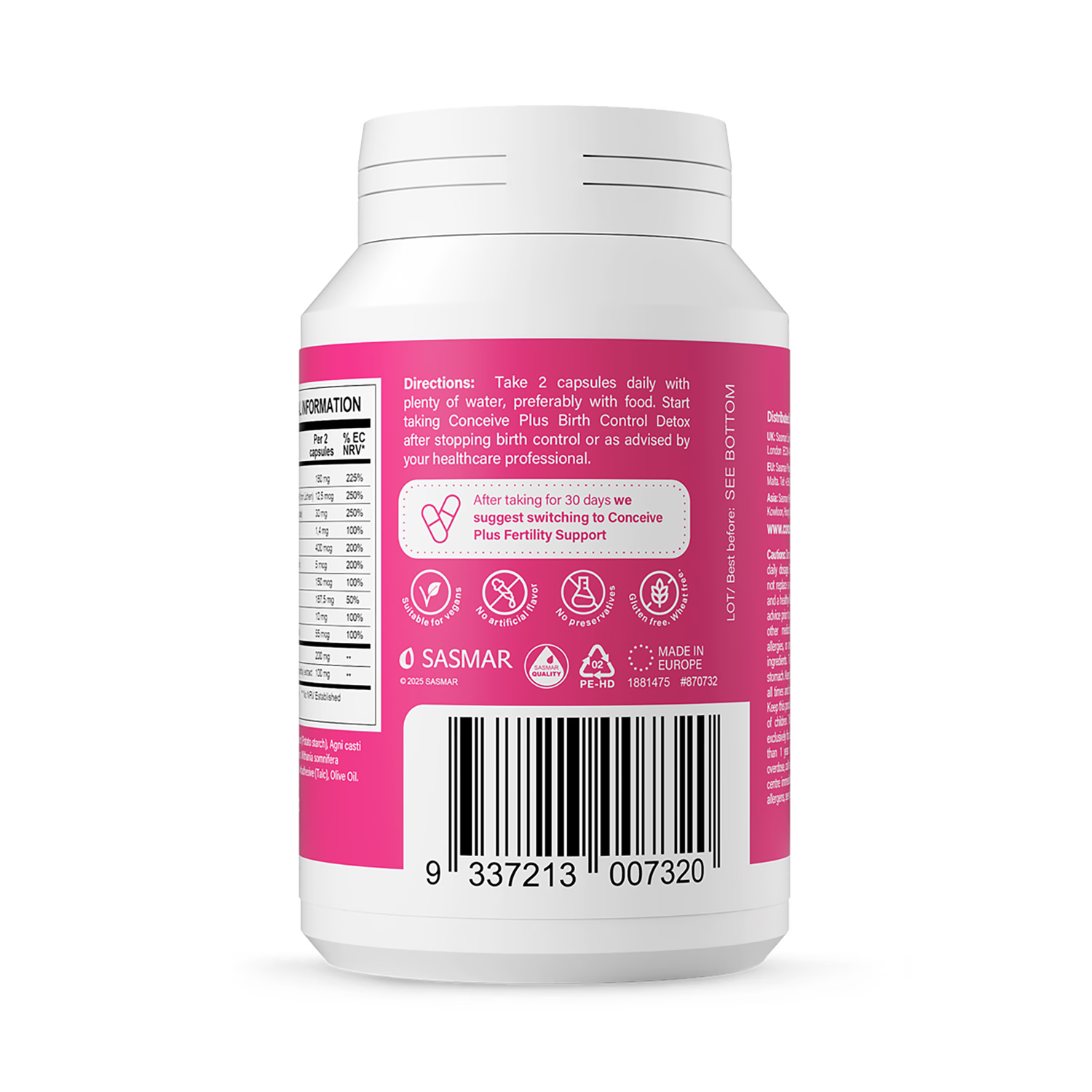 Conceive Plus birth control cleanse 60 capsules - British product