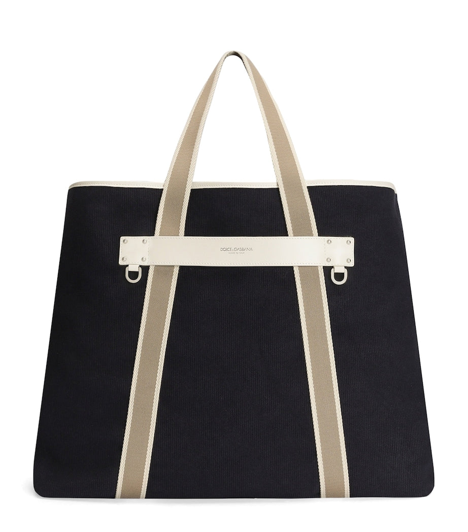 Dolce&Gabbana cotton-leather tote bag with logo patch (British brand)