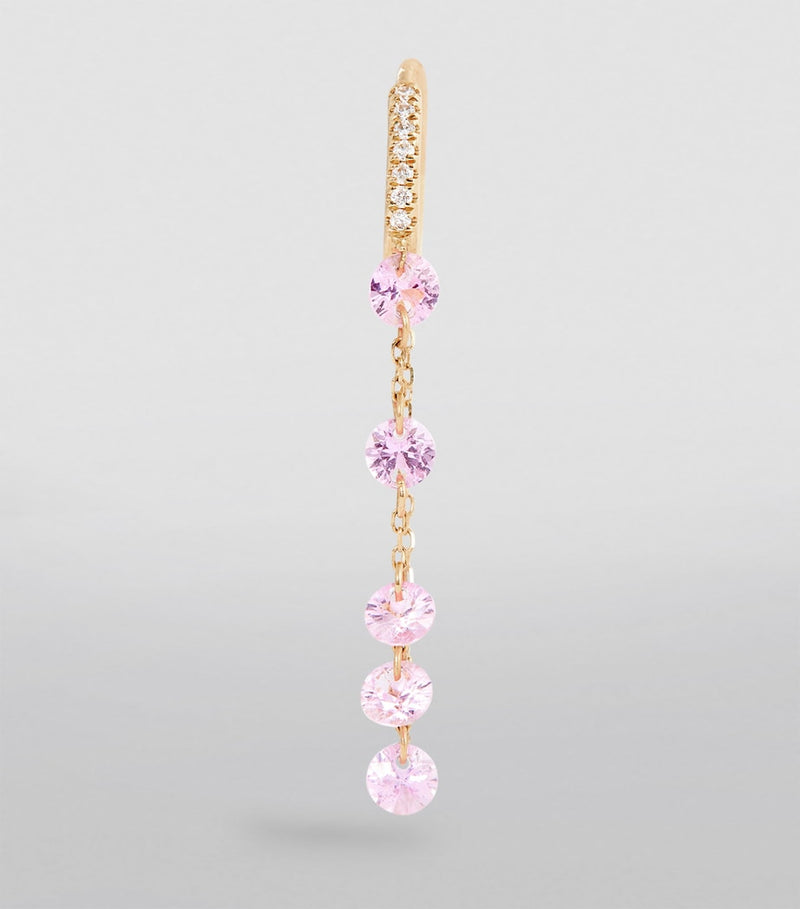 Persée Danaé single earring in yellow gold with diamond and sapphire (British brand)