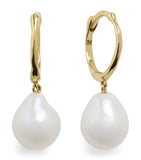 Monica Vinader yellow gold and pearl hoop earrings - British product