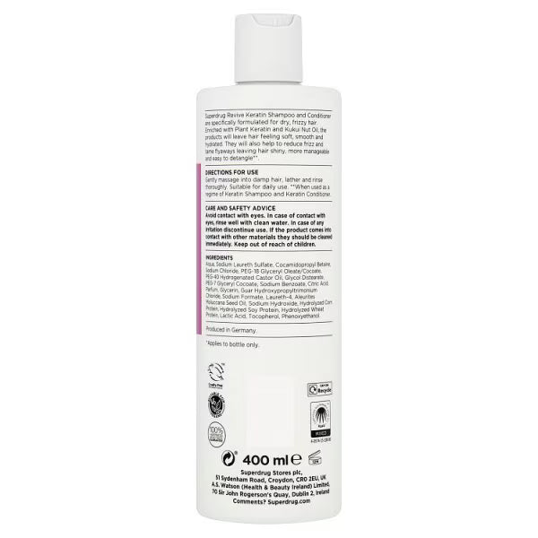 Revive Keratin Shampoo 400ml, imported from the UK