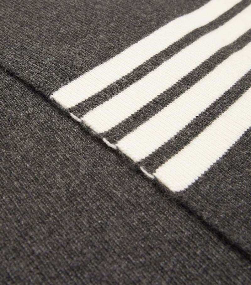 Thom Browne 4-Bar cashmere scarf, imported from the UK
