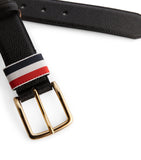 Thom Browne Leather Tricolour Belt 3.5cm, imported from the UK