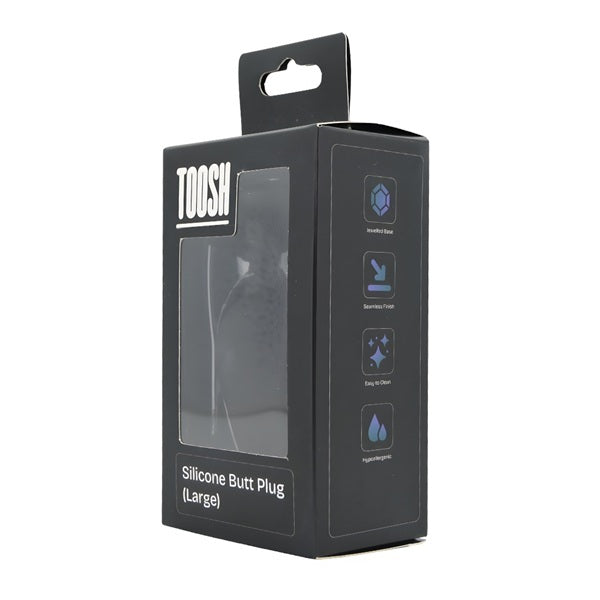 Loving Joy Toosh black silicone butt plug large, imported from the UK