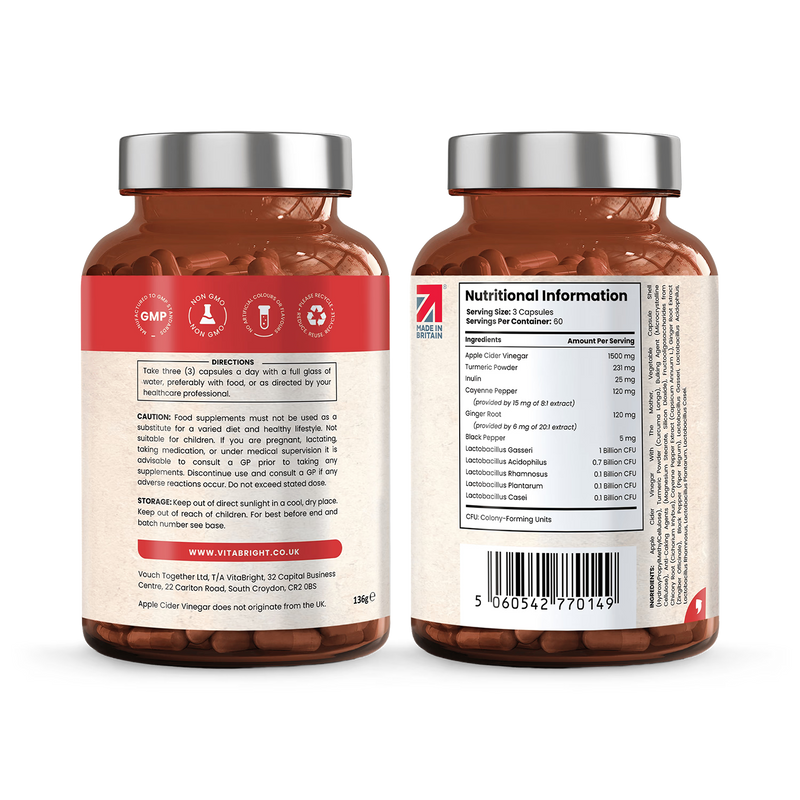 VitaBright ACV complex capsules 180 count - British product