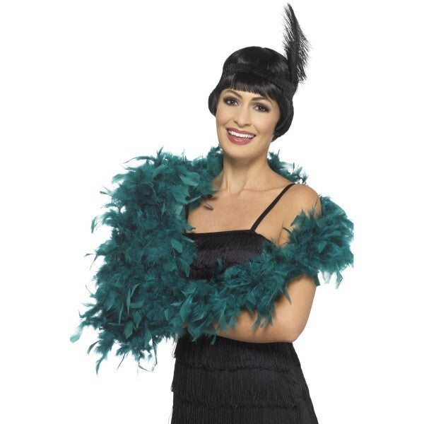 Smiffys deluxe feather boa teal 180cm (British brand)