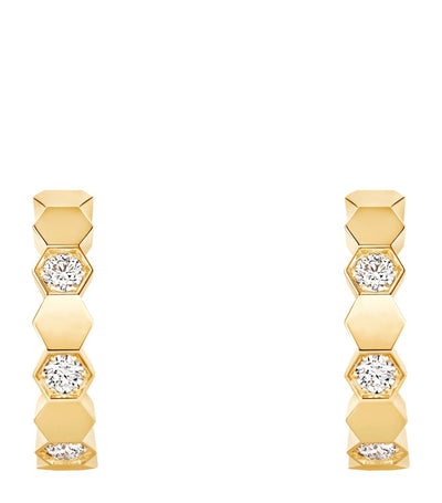 Harrods Chaumet Bee de Chaumet Yellow Gold and Diamond Hoop Earrings- Buy online at McGrocer