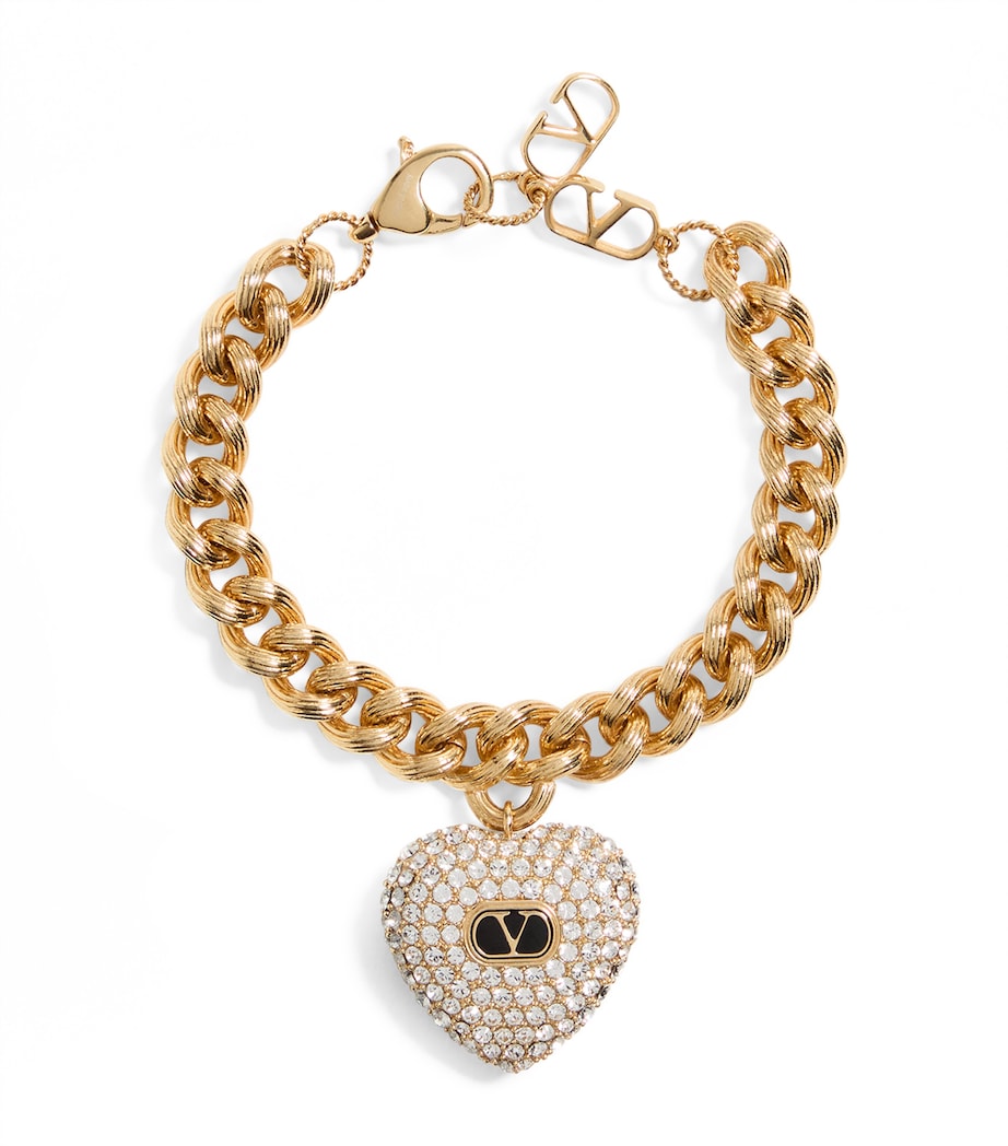 Valentino Garavani Coeur Royal crystal heart charm bracelet, imported from the UK