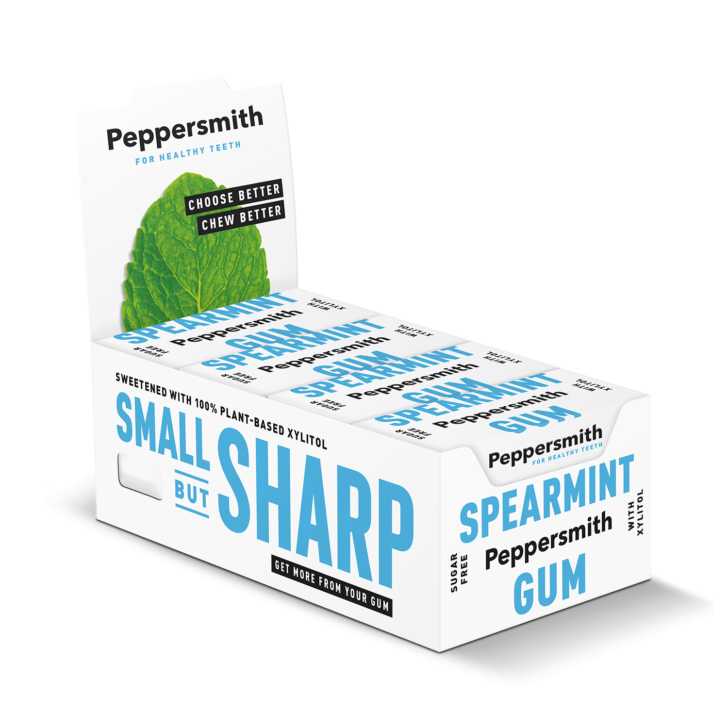 Peppersmith spearmint gum 12 packs, imported from the UK