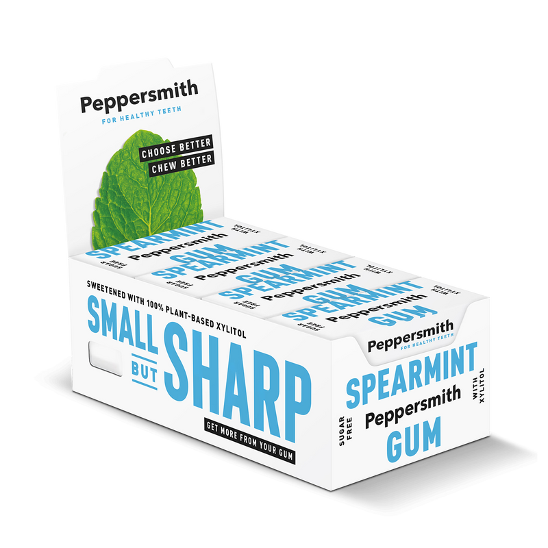 Peppersmith spearmint gum 12 packs, imported from the UK