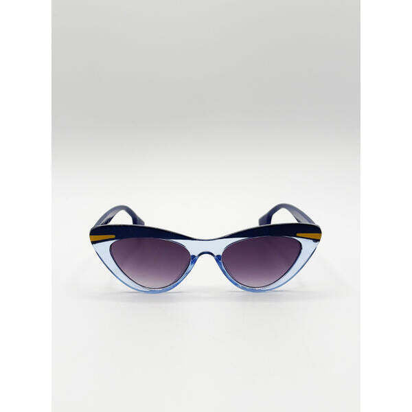 SVNX two tone cat-eye sunglasses in blues, imported from the UK