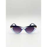 SVNX two tone cat-eye sunglasses in blues, imported from the UK