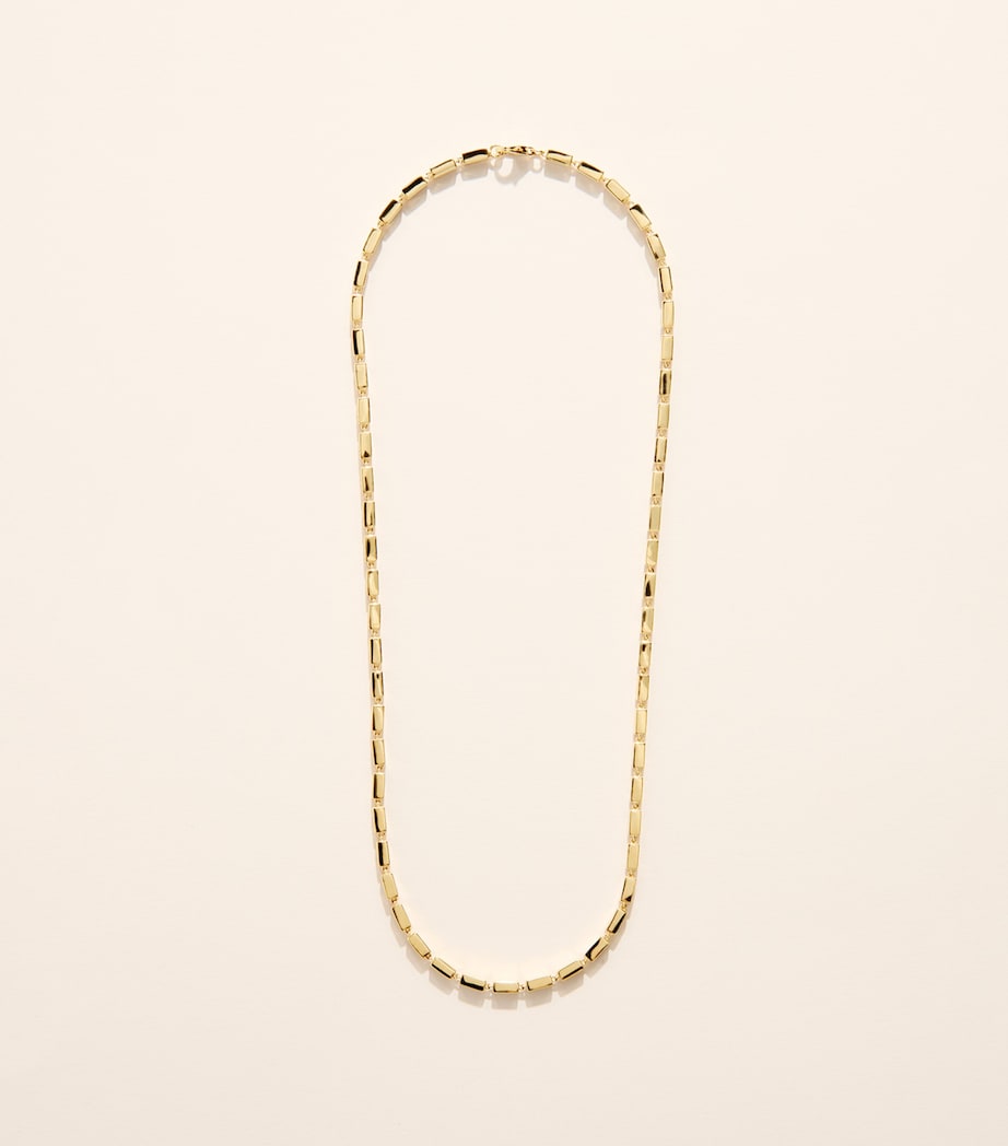 Suzanne Kalan yellow gold block-chain pendant necklace adjustable chain, imported from the UK