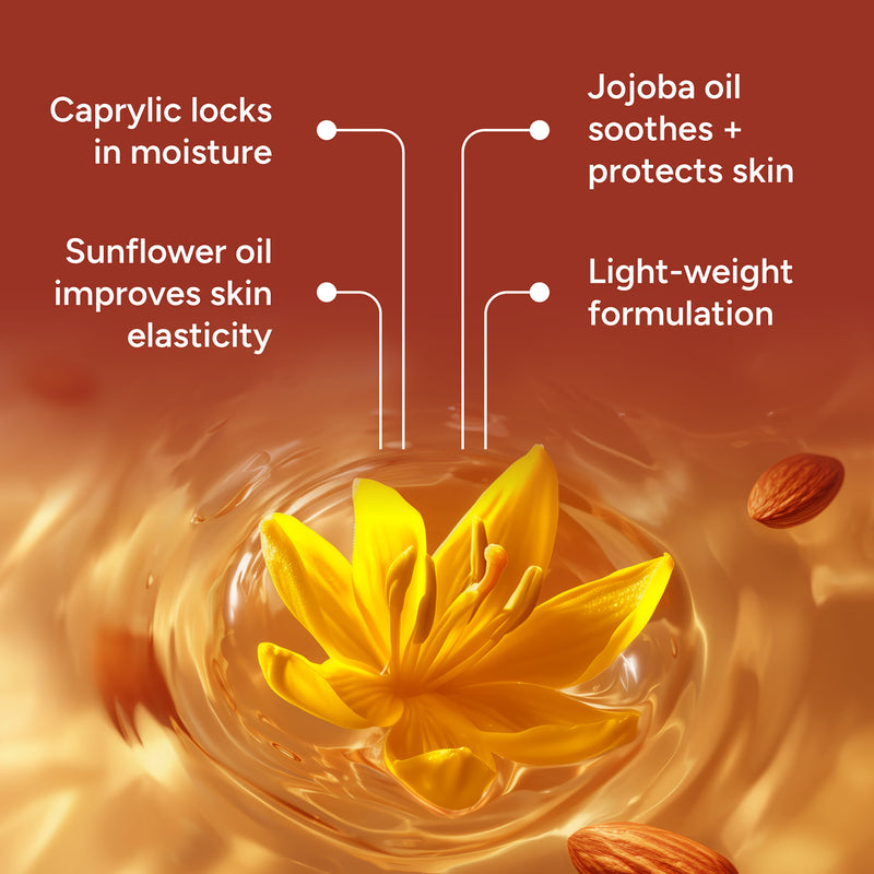 Smile Makers hydrating body massage oil sweet almond jojoba 100ml, imported from the UK
