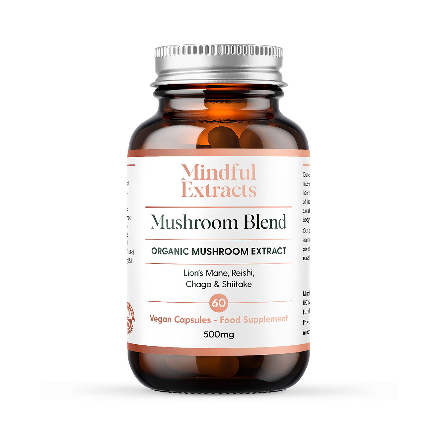 Mindful Extracts Organic Mushroom Blend 60 Vegan Capsules