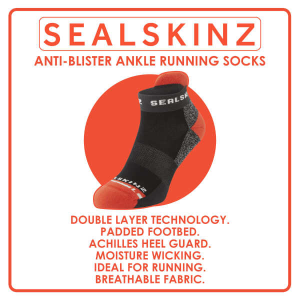 Sealskinz anti-blister anklet running socks - British product