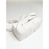 SVNX woven PU shoulder bag in cream, imported from the UK