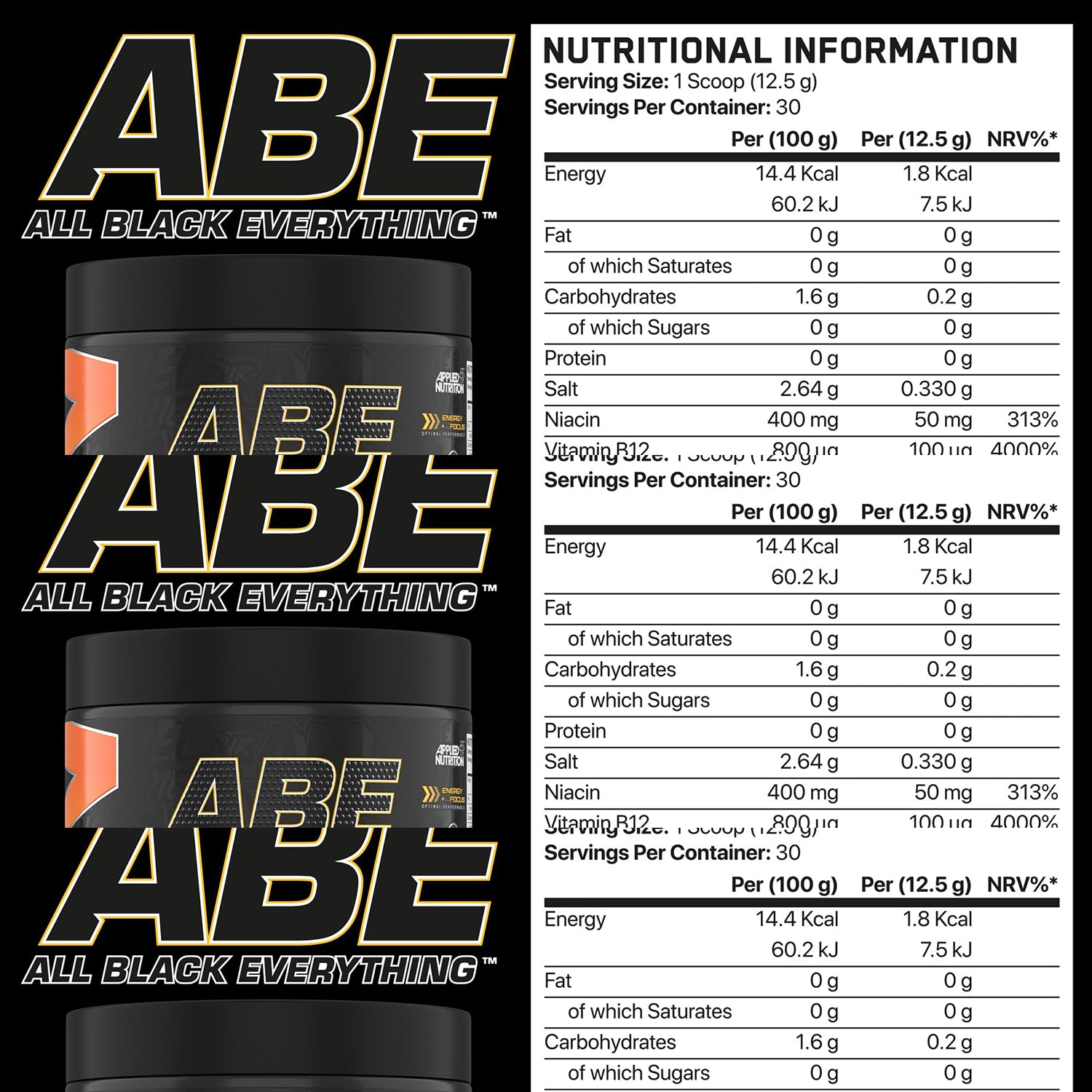 Applied Nutrition Pre-Workout Powder Tropical 375g - British product