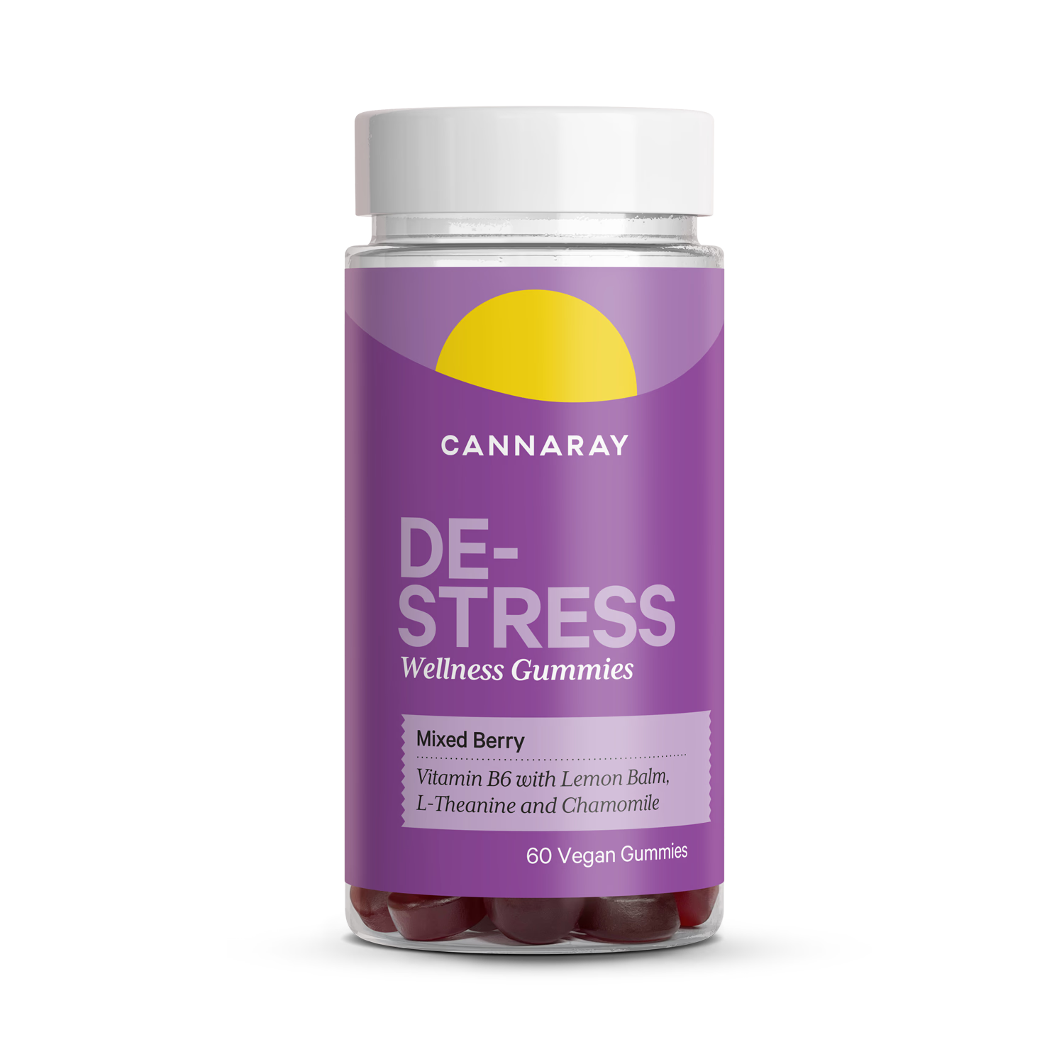 Cannaray De-Stress Mixed Berry gummies 60 count (British brand)