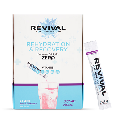 Holland & Barrett Revival Rehydration & Recovery ZERO Apple Blackcurrant Sugar-Free Electrolyte Drink Mix 14 Pack- Buy online at McGrocer
