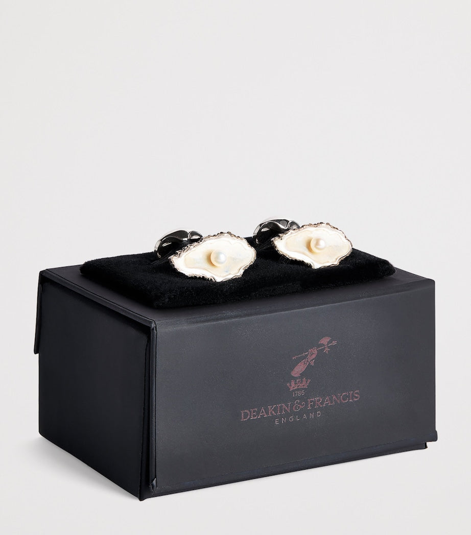 Deakin & Francis sterling silver oyster pearl cufflinks - British product