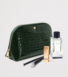 Aspinal of London large leather croc-embossed cosmetic case - British product