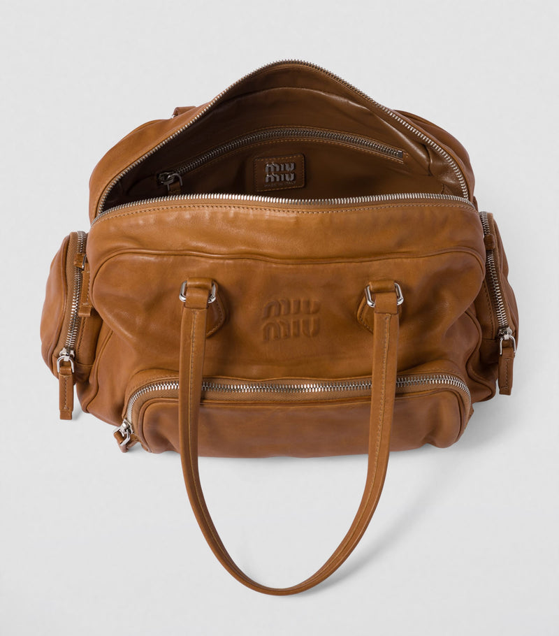 Miu Miu nappa leather top-handle bag with pockets (British brand)