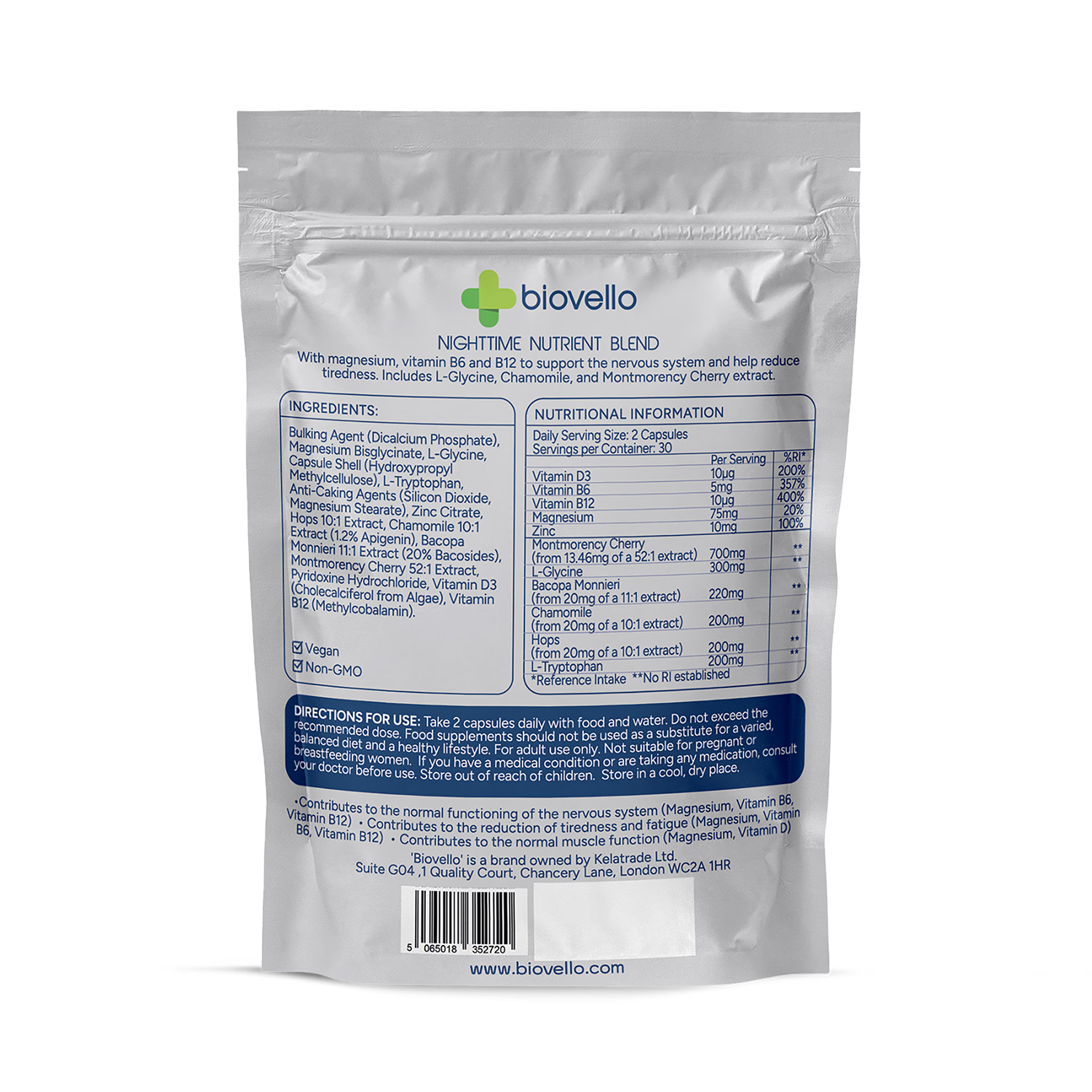 Biovello Nighttime Nutrient Blend 60 capsules - British product