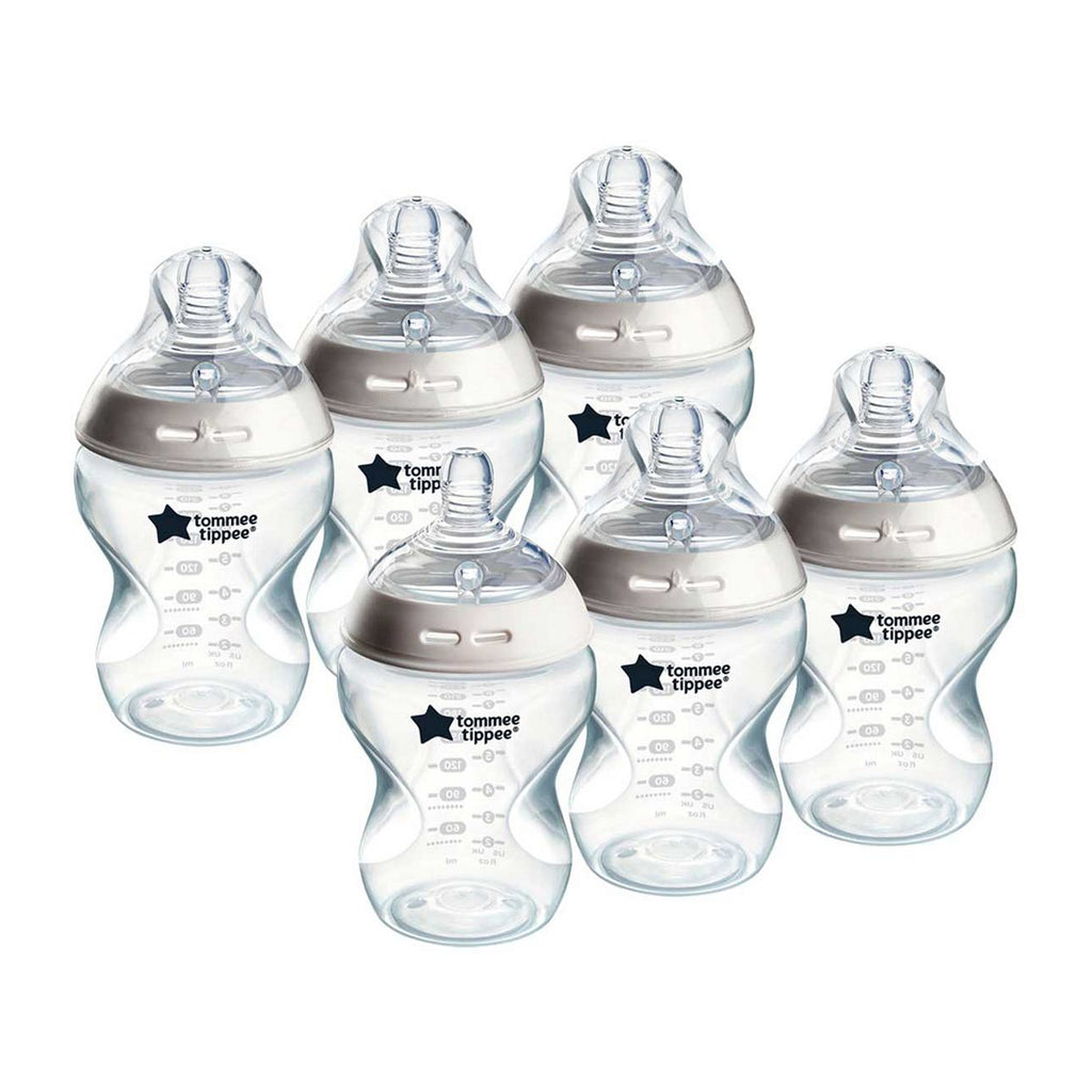 Tommee Tippee Natural Start Anti-Colic Baby Bottle, Slow Flow Breast-Like Teat, Anti-Colic Valve, Self-Sterilising, Pack of 6