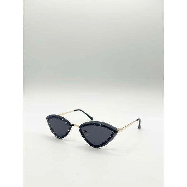 SVNX diamante cat-eye sunglasses in black - British product