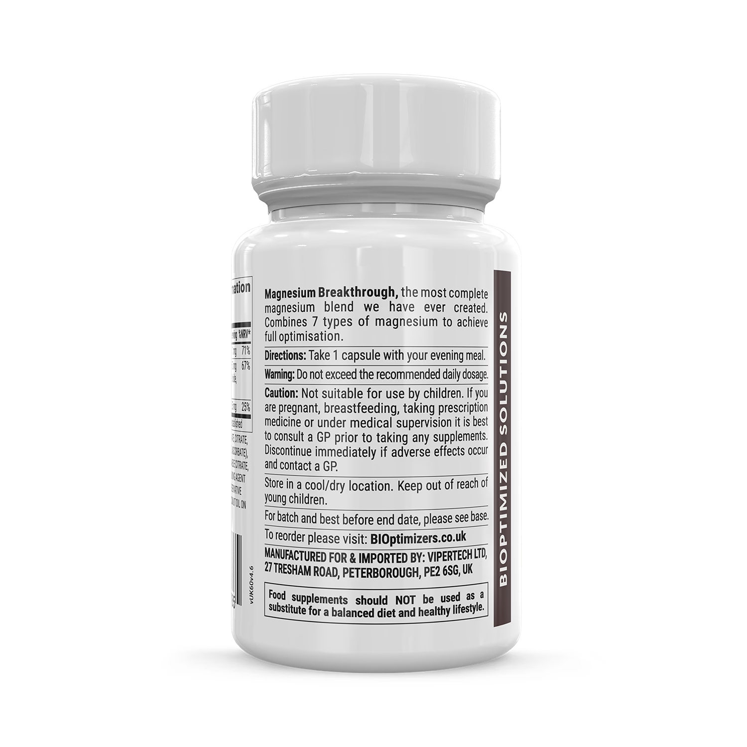 BIOptimizers Magnesium Breakthrough supplement 60 capsules, imported from the UK