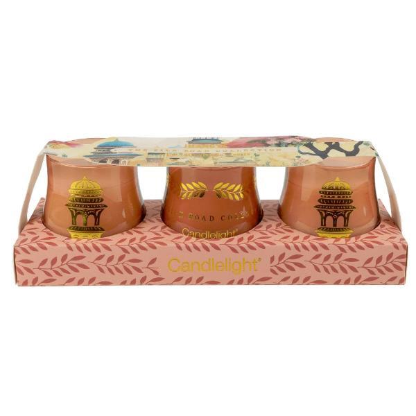 Candlelight votive candle set pomegranate and cassis three-pack, imported from the UK