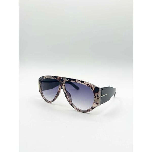 SVNX oversized rounded sunglasses brown black, UK version