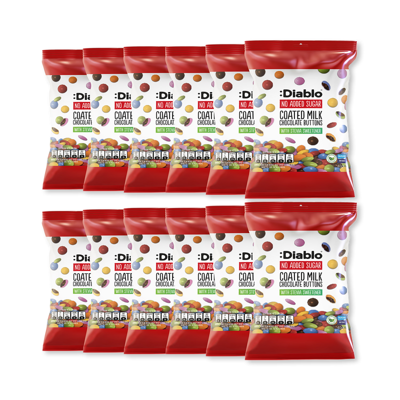Diablo no added sugar milk chocolate buttons 40g 12-pack (British brand)