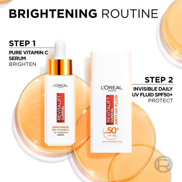 L'Oreal Paris 12% Vitamin C Serum & SPF 50 UV Fluid Duo 50ml GOODS Superdrug   