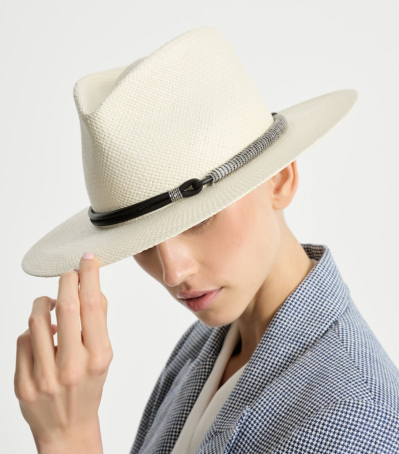 Brunello Cucinelli straw monili trilby hat - British product