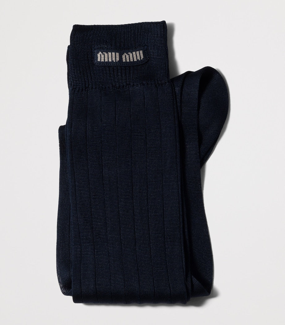 Miu Miu Seidenmischung Logo Socken - Britisches Produkt