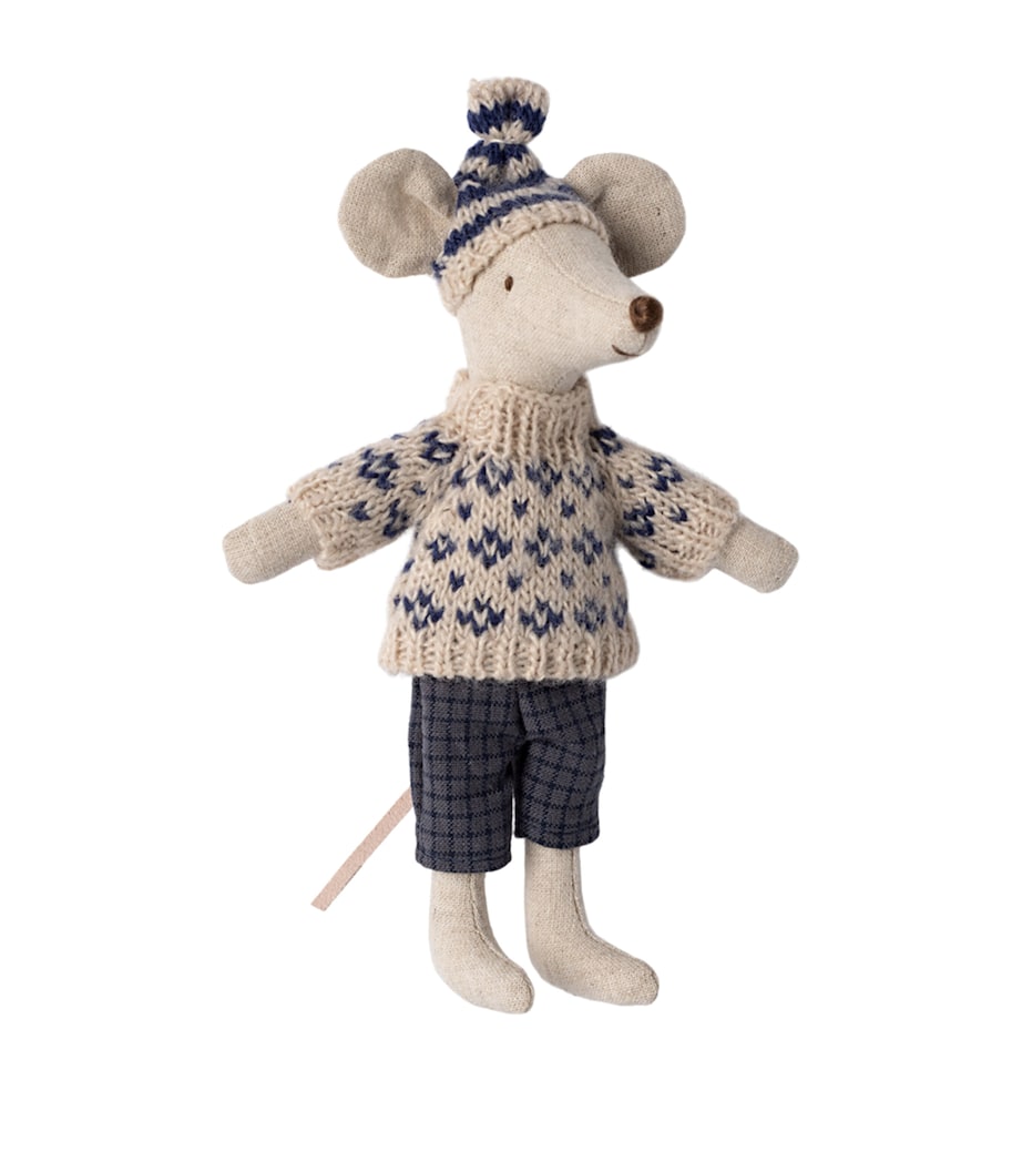 Maileg soft toy Winter Mouse Dad with skis 19cm - British product