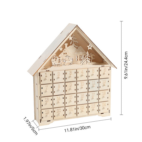 Livingandhome wooden advent calendar with LED lights, UK version