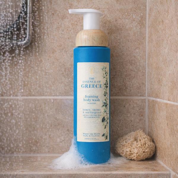 Wanderflower Essence of Greece foaming body wash 240ml, imported from the UK